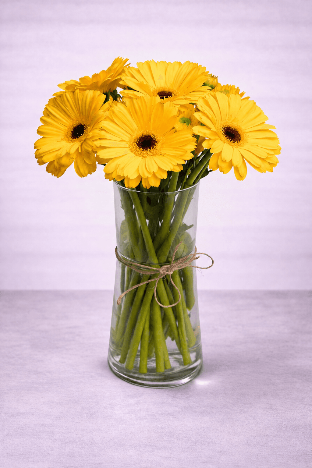 Florero de gerberas amarillas